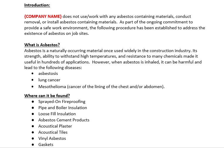 Asbestos Code of Practice