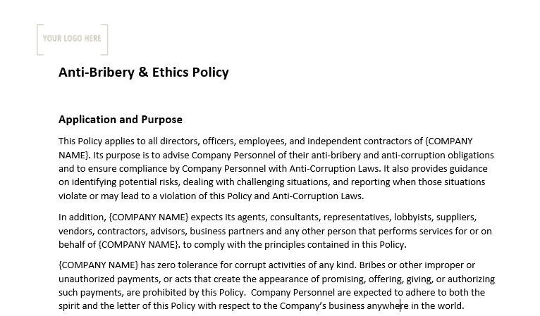 Anti-Bribery & Ethics Policy