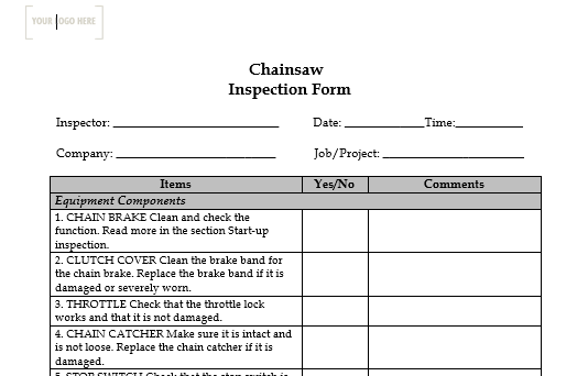 Chainsaw Pre Use Inspection