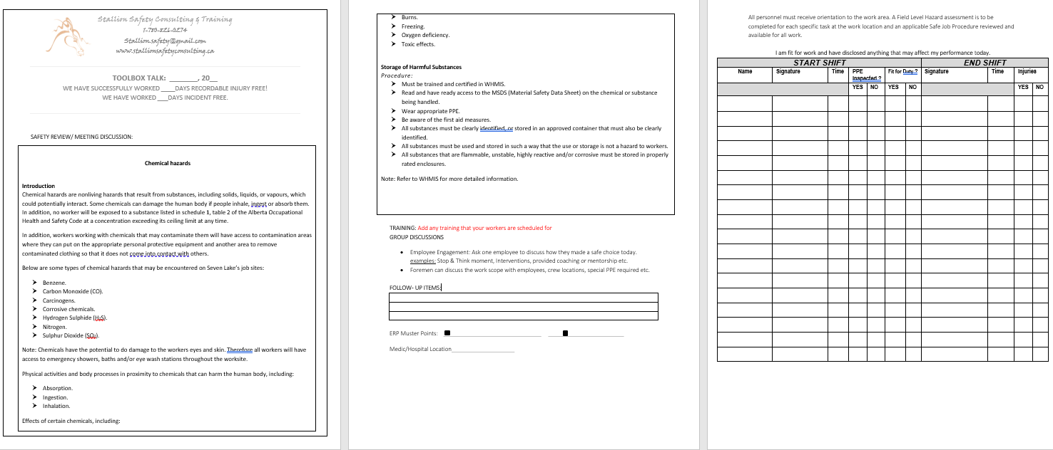 Chemical Hazards Toolbox Meeting