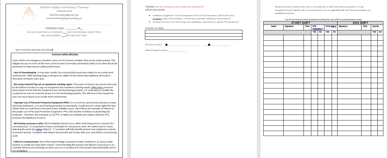 Common Safety Mistakes Toolbox Meeting Topics