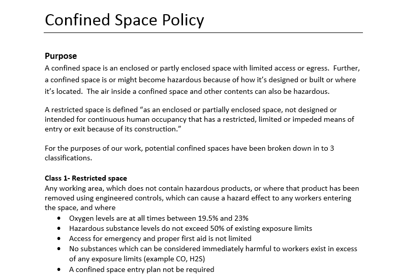 Confined Space Code of Practice