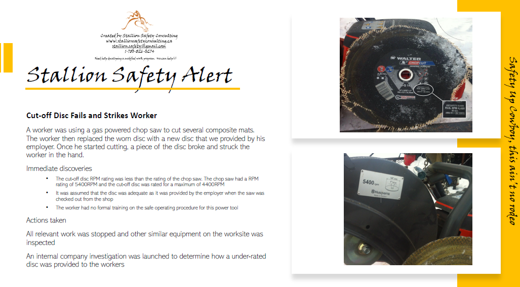 Cut-Off Disc Fails & Strikes worker.