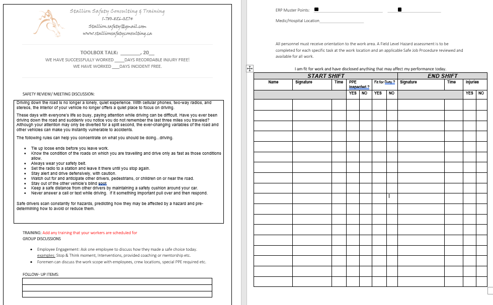 Distracted Driving Toolbox Meeting