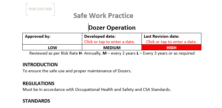 Dozer Operation Safe Work Practice