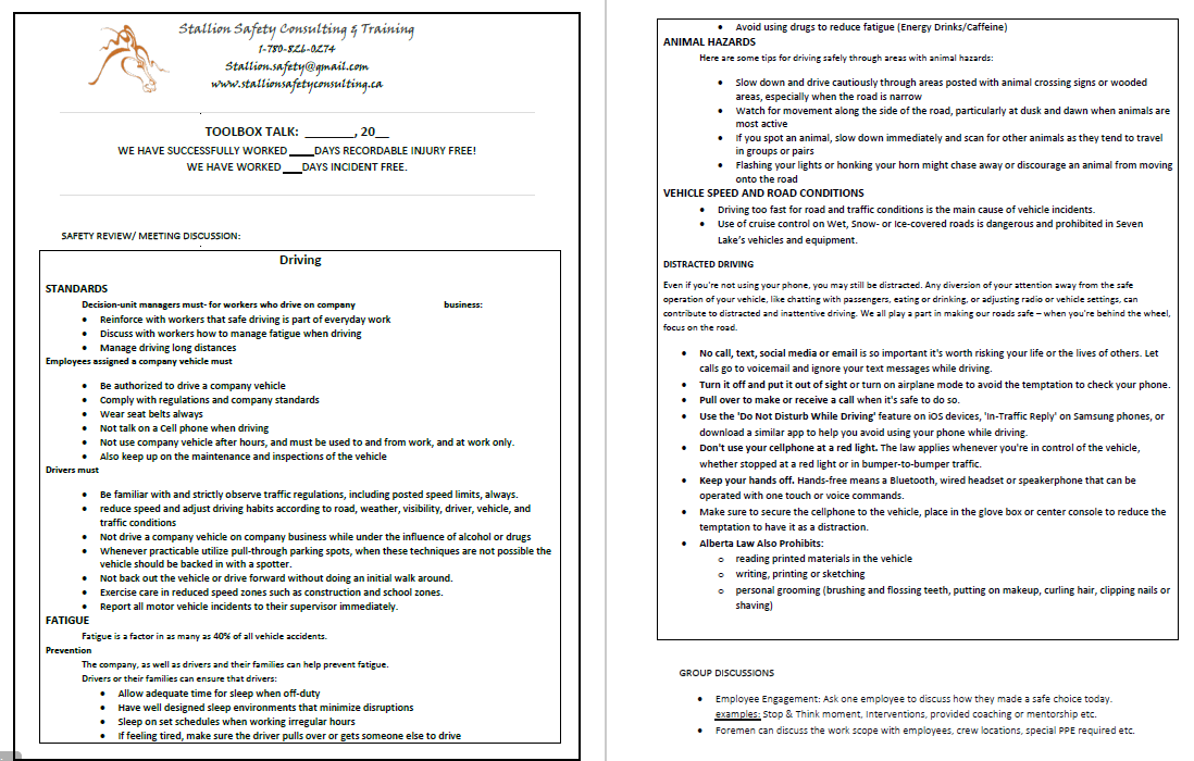 Driving Toolbox Meeting