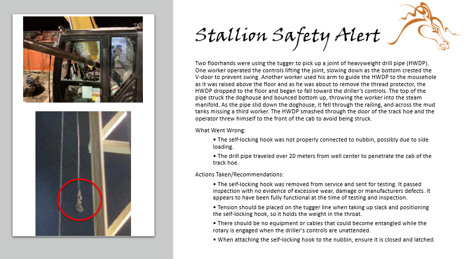 Dropped Heavyweight Drill Pipe Safety Alert