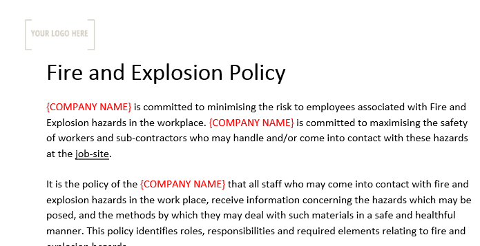Fire and Explosion Policy