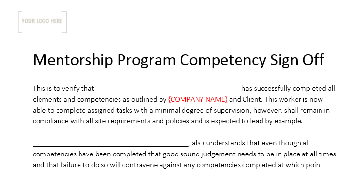 New to Site Experience Workers Mentorship Program