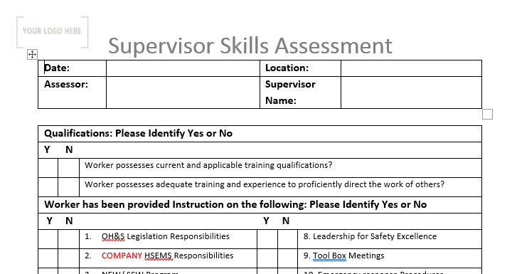Supervisor Skills Assessment