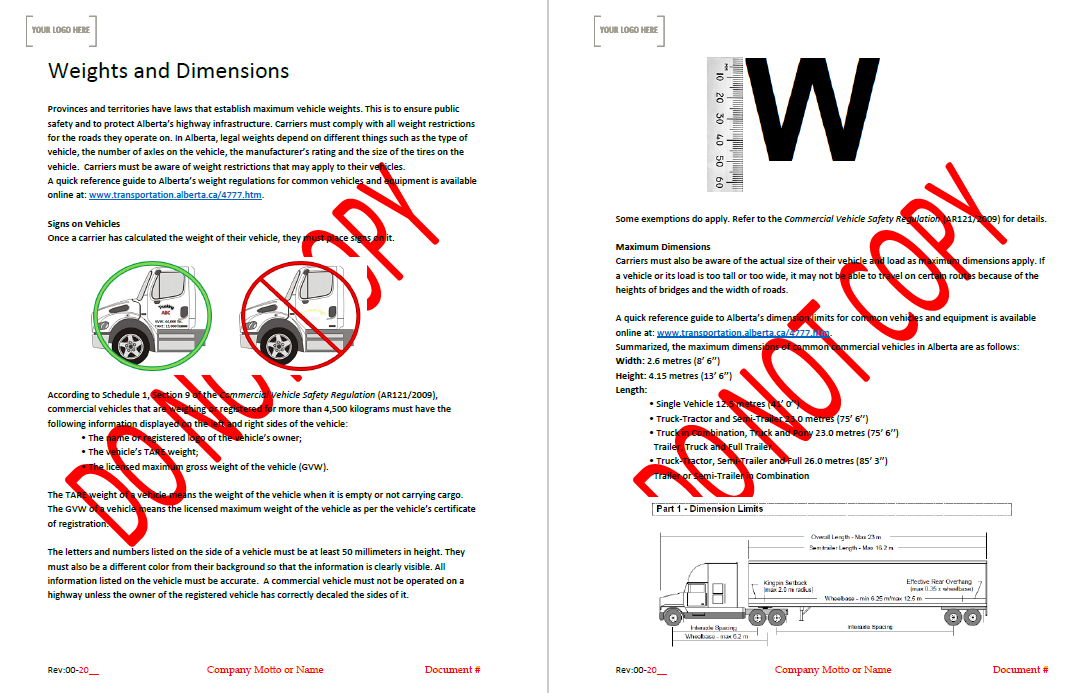 Commercial Vehicle Weights and Dimension Training