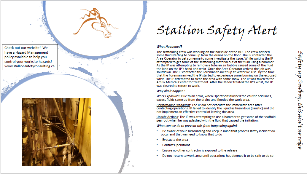 Caustic Acid Contacted Worker's Hand