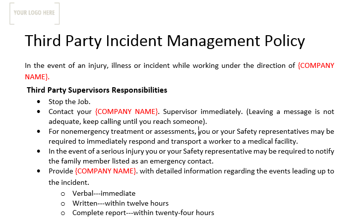 Third Party Incident Management Policy