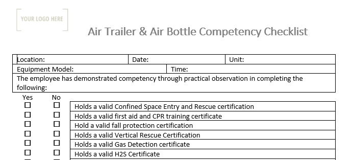 Air Trailer & Air Bottle Competency Checklist