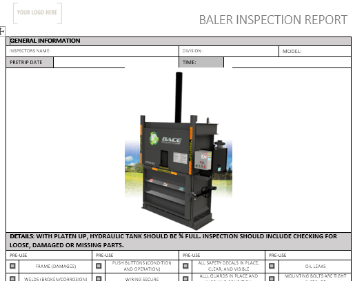 Bace Bailer Pre Use Inspection