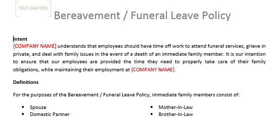 Bereavement Leave Policy