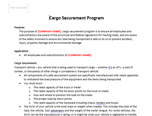 Cargo Securement Program