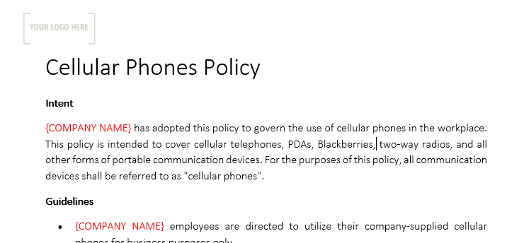Cellular Phone Policy
