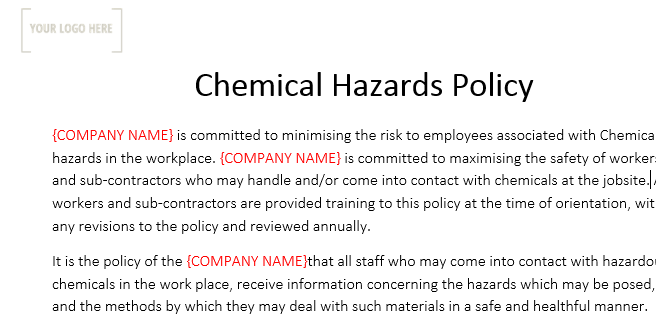 Chemical Hazard Policy