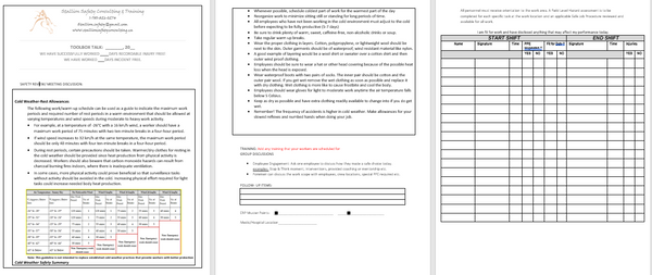 Cold Weather-Rest Allowances Toolbox Meetings – Stallion Safety ...