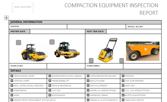 Compaction Equipment Pre Use Inspection