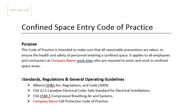 Confined Space Code of Practice