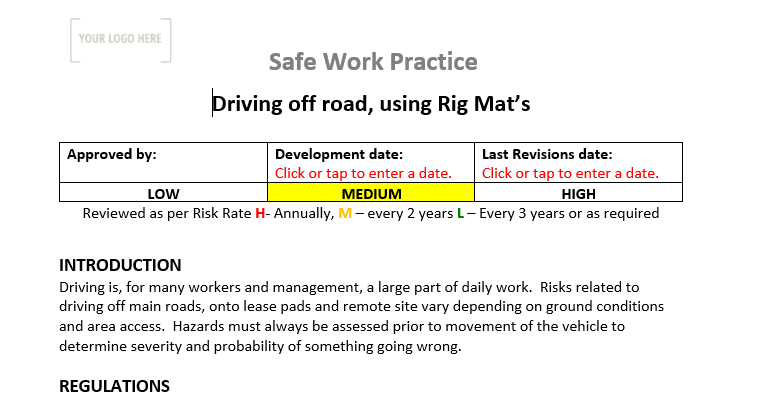 Driving Off Road – Using Rig Mat’s Safe Work Practice