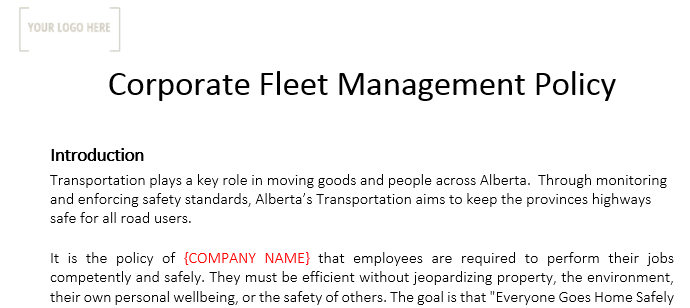 Corporate Fleet Management Policy