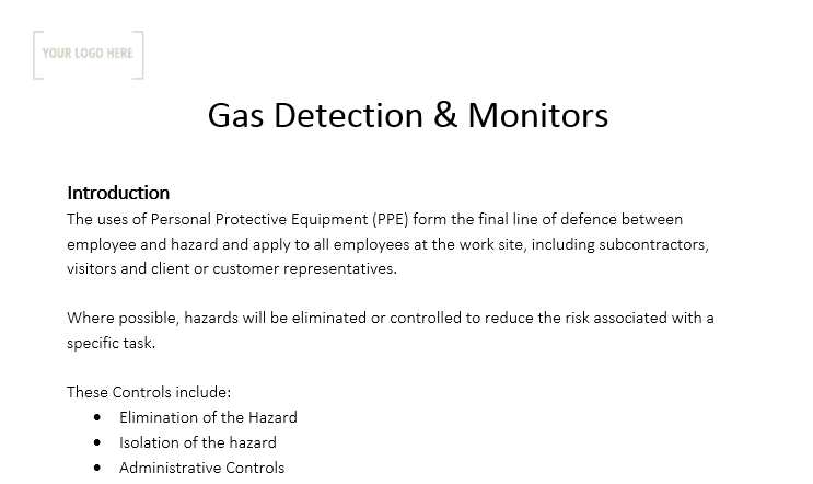 Gas Detection & Monitors Policy