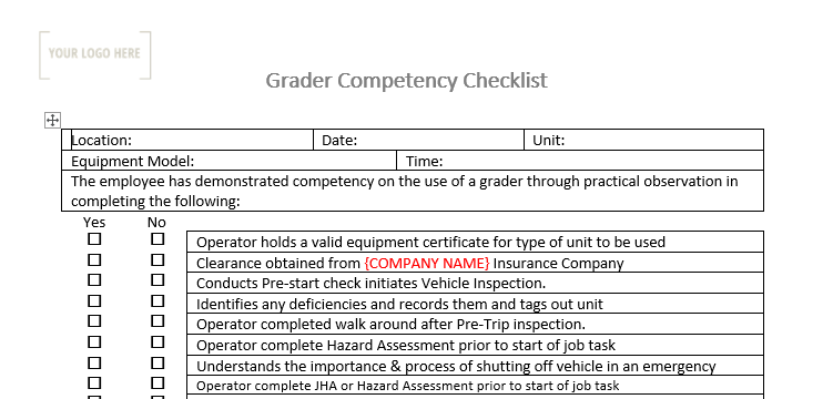 Grader Competency Checklist