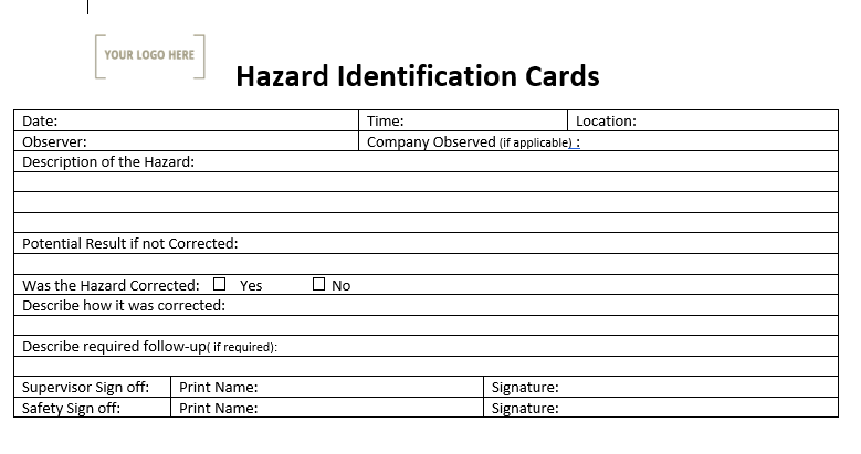 Hazard Identification Card