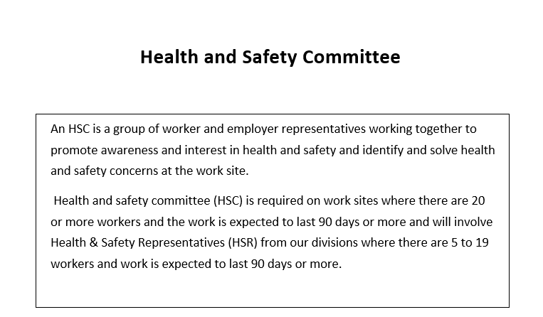 Health & safety Committees and Meetings
