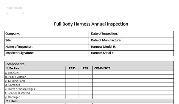 Harness Register Sheet.pdf Full Body Harness Annual Inspection – Stallion Safety, Training