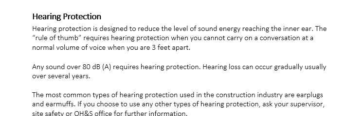 Hearing & Noise Protection Policy
