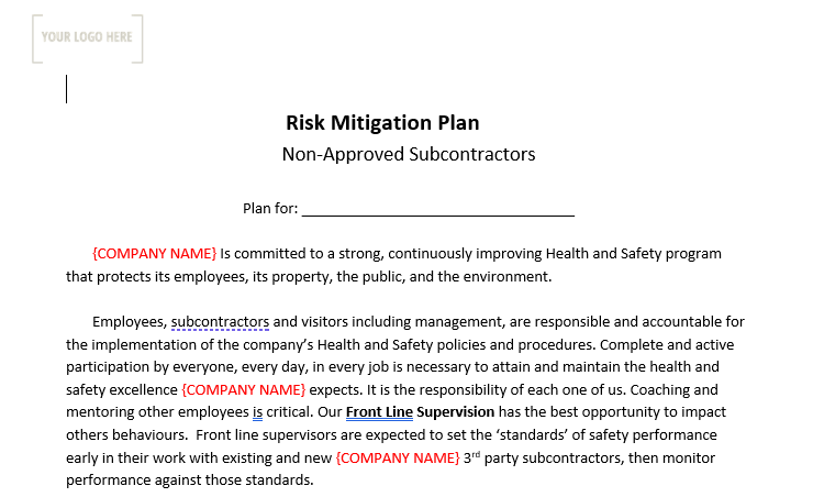 Third Party Risk Mitigation Plan & Assessment