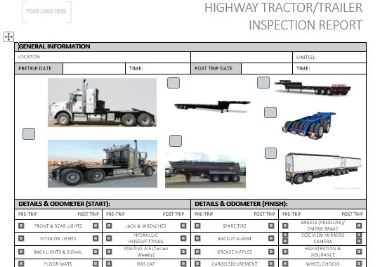 Tractor Inbound Inspection Form Highway Tractor/ Trailer Pre Use Inspection – Stallion Safety, Training