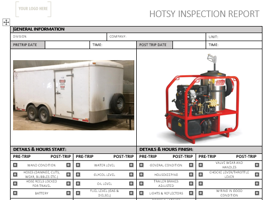 Hotsy Unit Pre Use Inspection