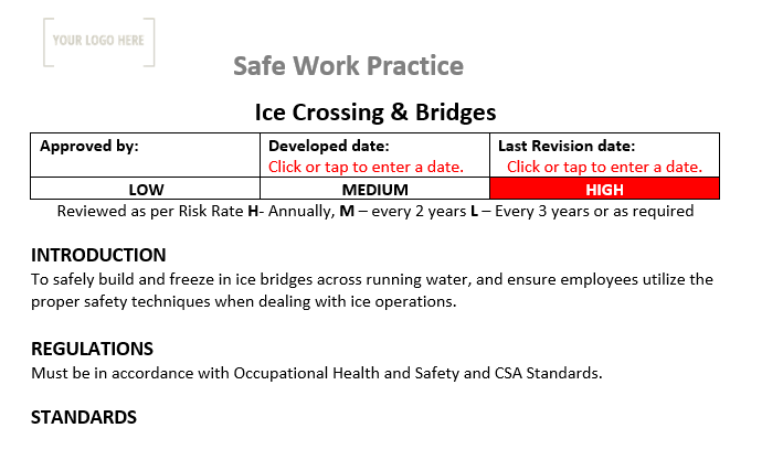 Ice Crossing & Bridges Safe Work Practice