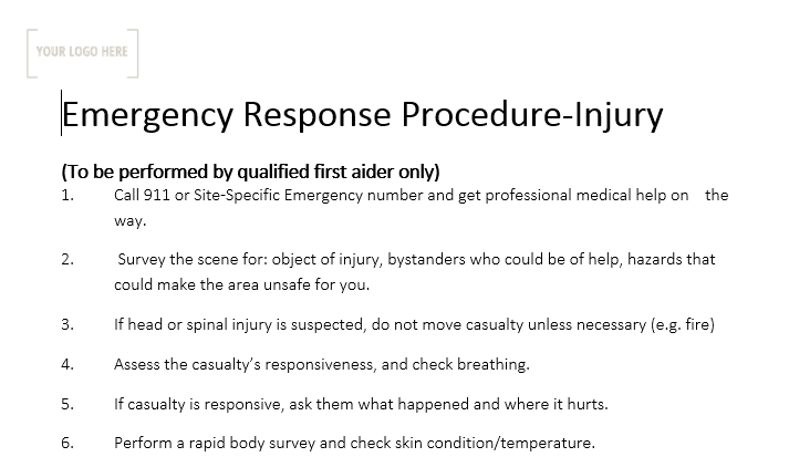Emergency Response Procedure - Injury