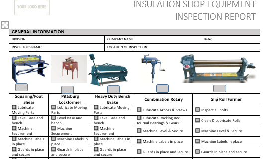 Insulation Shop Equipment Inspection