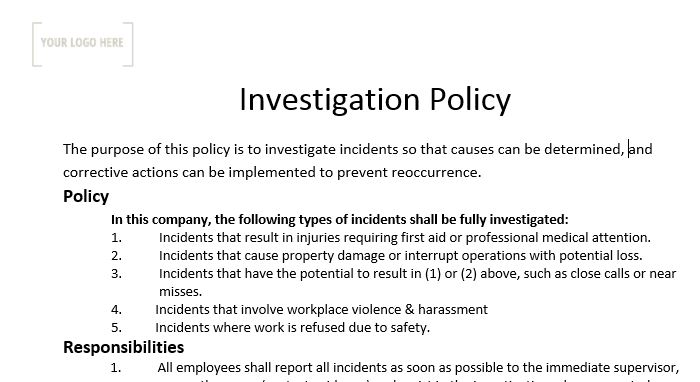 Investigation Policy