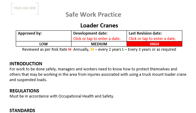 Loader Crane Safe Work Practice