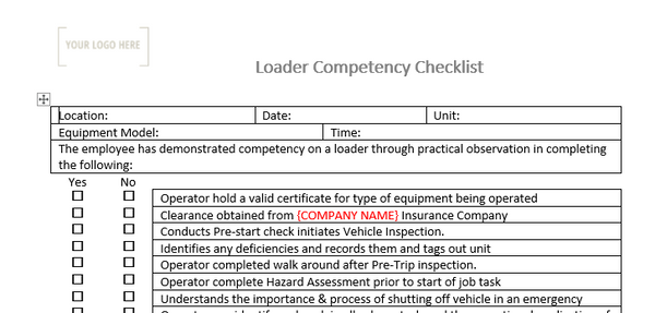 Loader Competency Checklist – Stallion Safety, Training