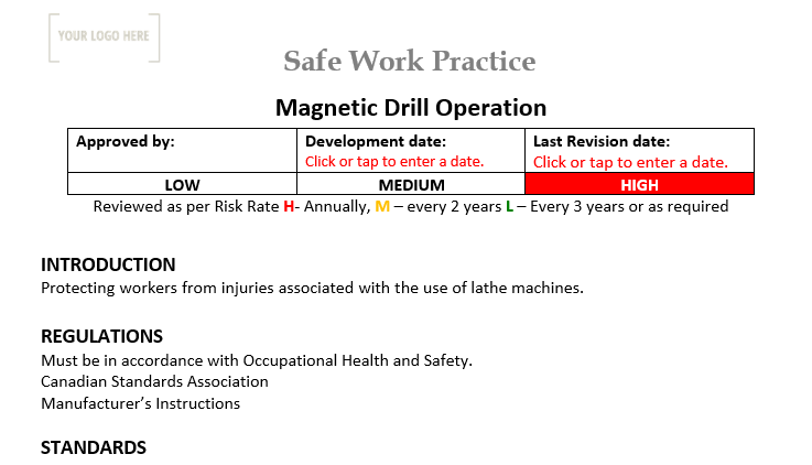 Magnetic Drill Operation Safe Work Practice