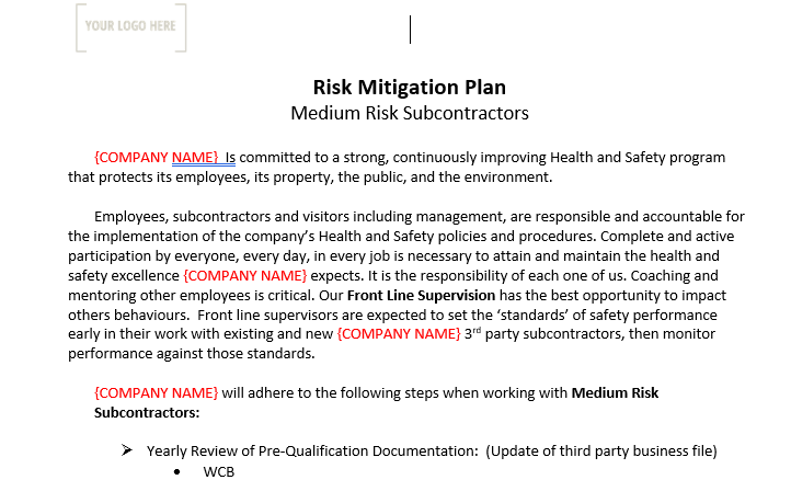 Third Party Risk Mitigation Plan & Assessment