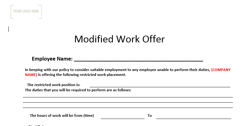 Offer of Modified Work