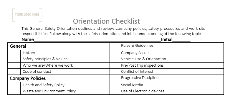 Orientation Checklist