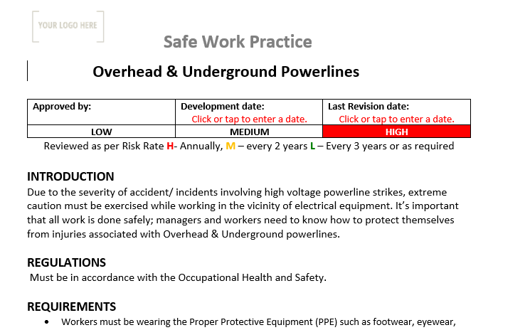 Overhead & Underground Power lines Safe Work Practice