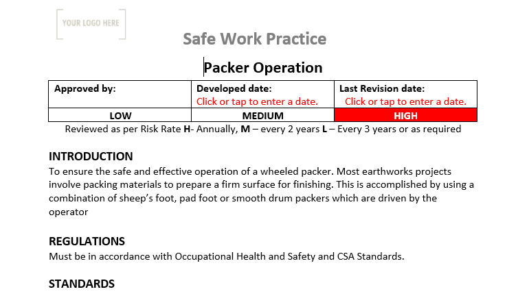 Packer Operation Safe Work Practice