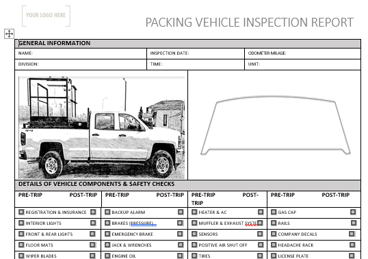 Packing Vehicle Pre Use Inspection